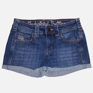 Industrial Cotton Rolled Up Hem Jean Shorts Size 1